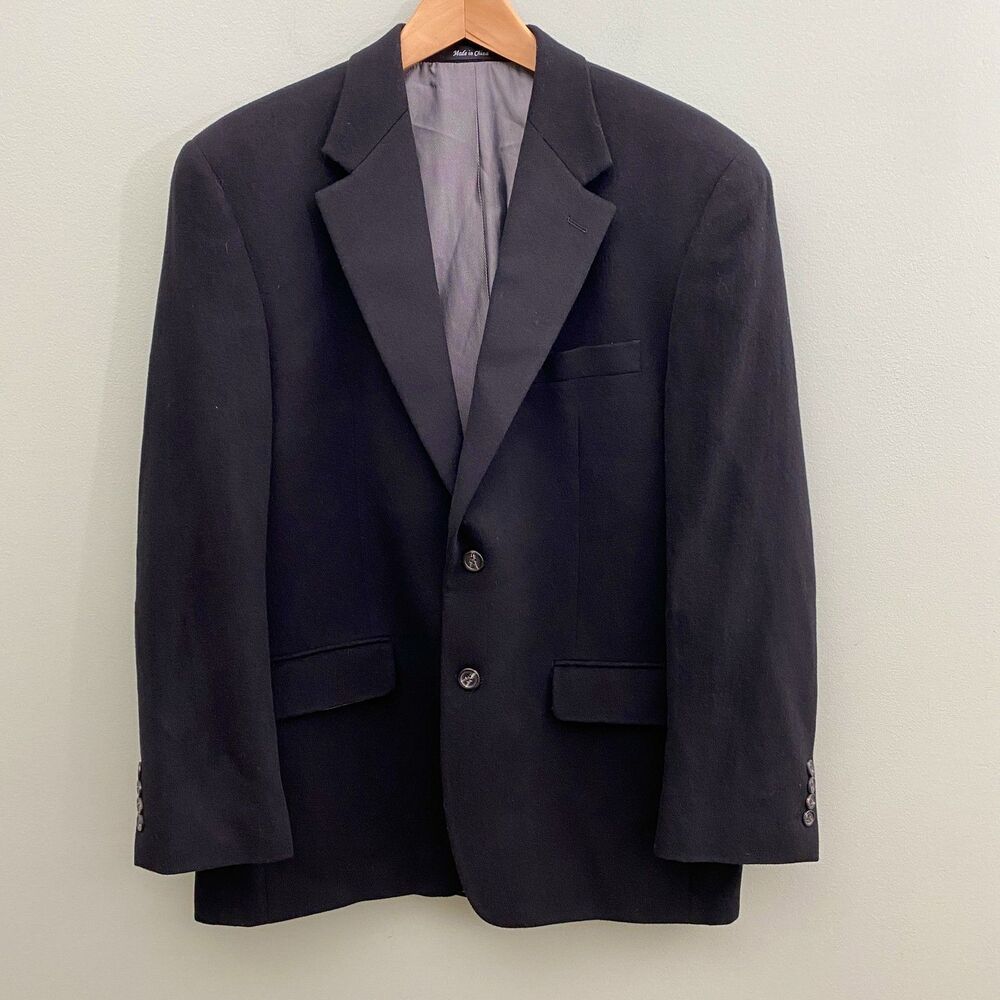 Lauren Ralph Lauren Blazer Mens 40R Black Wool Silk Cashmere Sport Coat Jacket